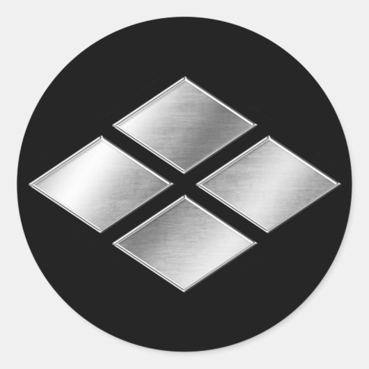 Sticker Rond Takeda Clan Kamon Argent Chrome (Devant)