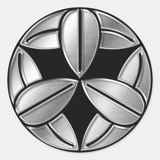 Sticker Rond Takenaka Clan Kamon Chrome argent (Devant)