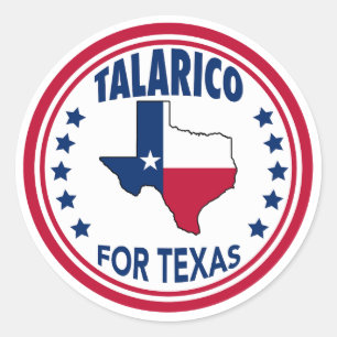 Sticker Rond Talarico pour l'élection Texas Red White Blue
