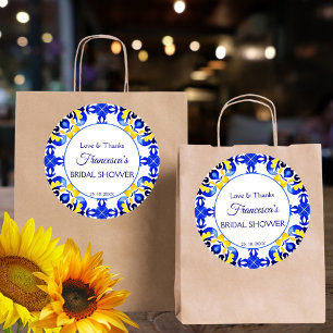Sticker Rond Talavera azulejo bleu tuiles nuptiale douche faveu