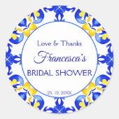 Sticker Rond Talavera azulejo carreaux bleus faveur de la douch (Devant)