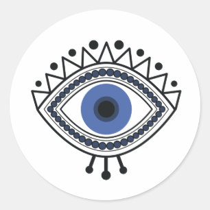 Sticker Rond Talisman de l'oeil malin, symbole de l'oeil bleu