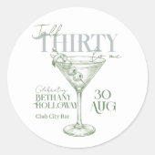 Sticker Rond Talk Thirty To Me Martini Cocktail 30th Birthday (Devant)