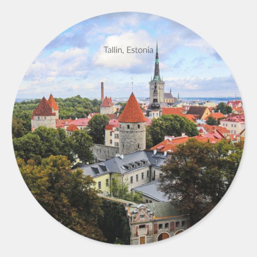 Sticker Rond Tallin, Estonie Centre historique, (Devant)