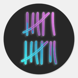 Sticker Rond Tally Marks 67 Mème Coloré Comptage 6 7 Brainrot