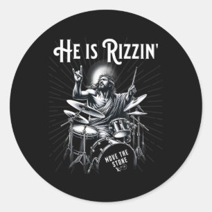 Sticker Rond Tambour à percussion drôle Rizz Il est en train de