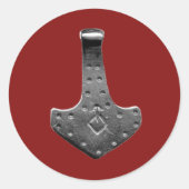 Sticker Rond Tambour en acier rouge marteau petit rond (Devant)