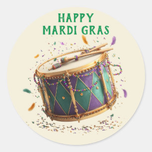 Sticker Rond Tambour festif de Mardi Gras