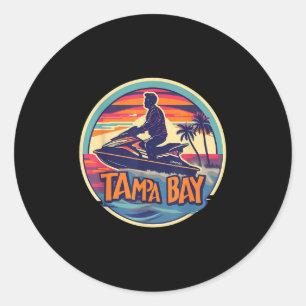 Sticker Rond Tampa Bay Floride Jetski Bateau Eau Eaux du Golfe