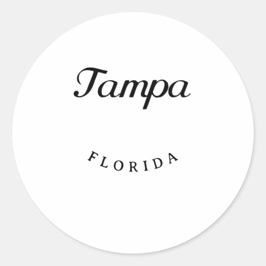 Sticker Rond Tampa Floride Black Font (Devant)