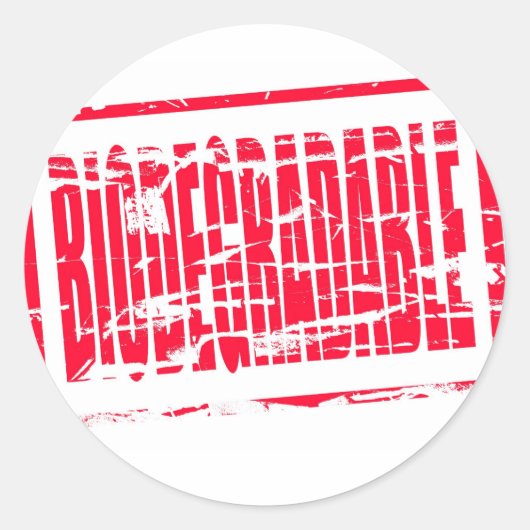Sticker Rond Tampon caoutchouc rouge Biodégradable (Devant)