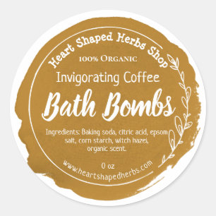 Sticker Rond Tan Brown café Aquarelle Bombe