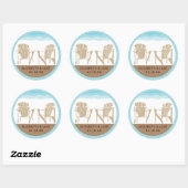 Sticker Rond Tan et bleu Deux transats Adirondack | MARIAGE (Feuille)