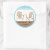 Sticker Rond Tan et bleu Deux transats Adirondack | MARIAGE (Sac)