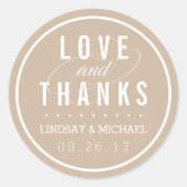 Sticker Rond Tan et mariage blanc Favoriser le Merci (Devant)