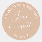 Sticker Rond Tan Love Est Un Mariage Sucré Faveur (Devant)
