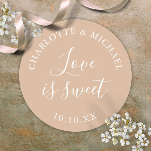 Sticker Rond Tan Love Is Sweet Cadeau de Mariage