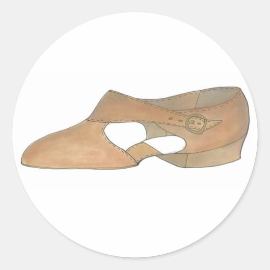 Sticker Rond Tan Lyrical Moderne Danse Danse Chaussure Chaussur (Devant)