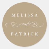 Sticker Rond Tan Mariage tourbillonnant Et Script (Devant)