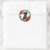 Sticker Rond Tan Noir Dachshund Poinsettia Vacances (Sac)