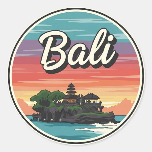 Sticker Rond Tanah Lot Bali Indonesia Travel (Devant)
