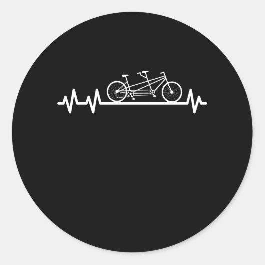 Sticker Rond Tandem Bicycle Heartbeat Pulse Cyclist Couple (Devant)