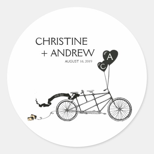 Sticker Rond Tandem Bicyclette Romantique Décontracté Mariage p (Devant)