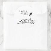 Sticker Rond Tandem Bicyclette Romantique Décontracté Mariage p (Sac)