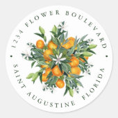 Sticker Rond Tangerine Orange | Adresse de retour botanique chi (Devant)