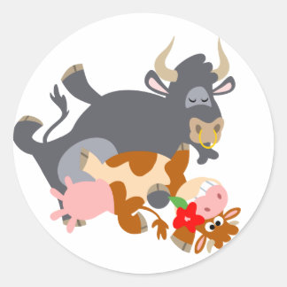 Sticker Rond Tango ! ! (taureau et vache de dessin animé) autoc