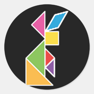 Sticker Rond tangram rabbit lapin