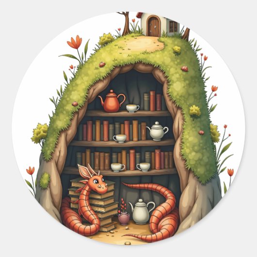 Sticker Rond Tanière de dragon (Devant)