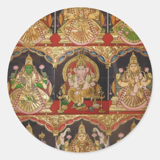 STICKER ROND TANJORE PEINTURE ASHTALAKSHMI INDE DU SUD (Devant)