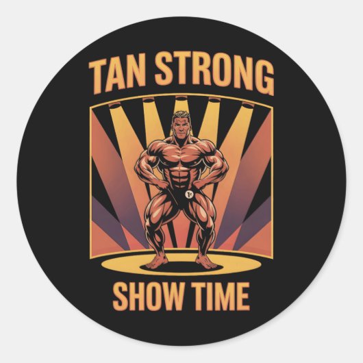 Sticker Rond Tanning Lit Tan Athlètes Forts Gym Goes Bronze T (Devant)
