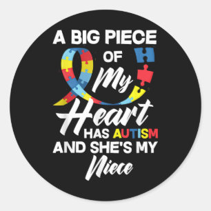 Sticker Rond Tante Autisme Fière _ Oncle Autiste Nièce Autisme
