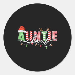 Sticker Rond Tante Claus Feux de Noël Lumières Pyjama Famille M