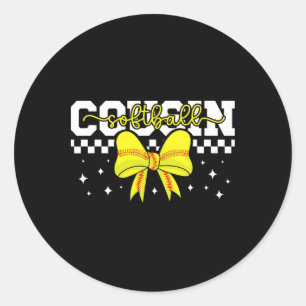 Sticker Rond Tante Cousine Coquette Cousine D'Un Joueur De Soft