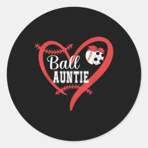 Sticker Rond Tante de balle de baseball Joueur de football coeu