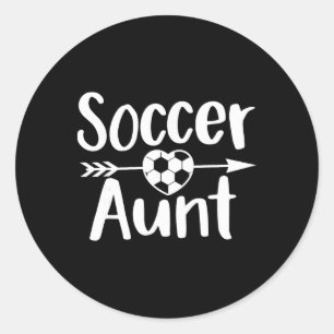 Sticker Rond Tante de football Cœur Tante amoureuse de sport Fê