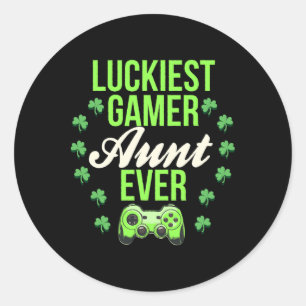 Sticker Rond Tante de jeu la plus chanceuse Ever Manette Tante