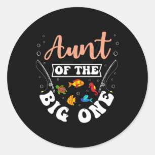 Sticker Rond Tante de la grande fête d'anniversaire de pêche Th