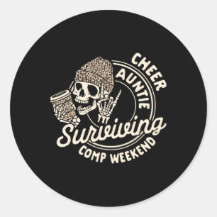 Sticker Rond Tante de la joie amateur de café squelette de surv