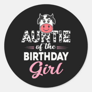 Sticker Rond Tante de l'Anniversaire fille ferme vache Tante An