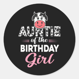 Sticker Rond Tante de l'Anniversaire fille ferme vache Tante An