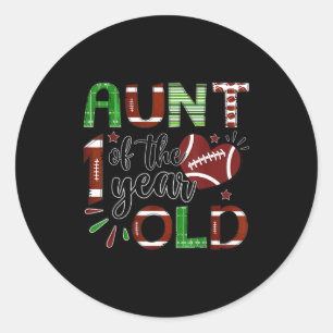 Sticker Rond Tante du garçon de 1 an de football pour son 1er a