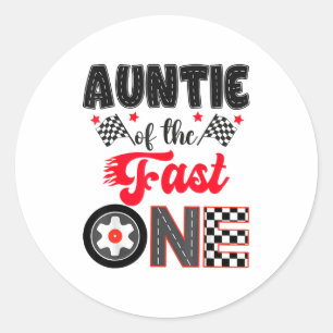 Sticker Rond Tante du papa de course de voiture rapide 1er anni