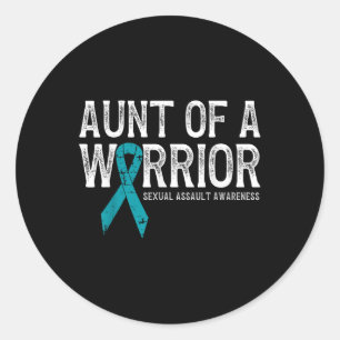 Sticker Rond Tante D'Un Guerrier Ual Ault Sensibilisation Ruban