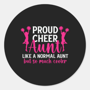Sticker Rond Tante Fière De Cheer D'une Pom-Pom Girl Tante Chee