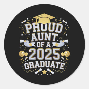 Sticker Rond Tante fière d'un diplômé de 2025 Remise des diplôm