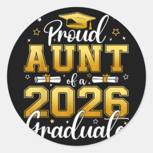 Sticker Rond Tante fière d'un diplômé de la promotion 2026 seni